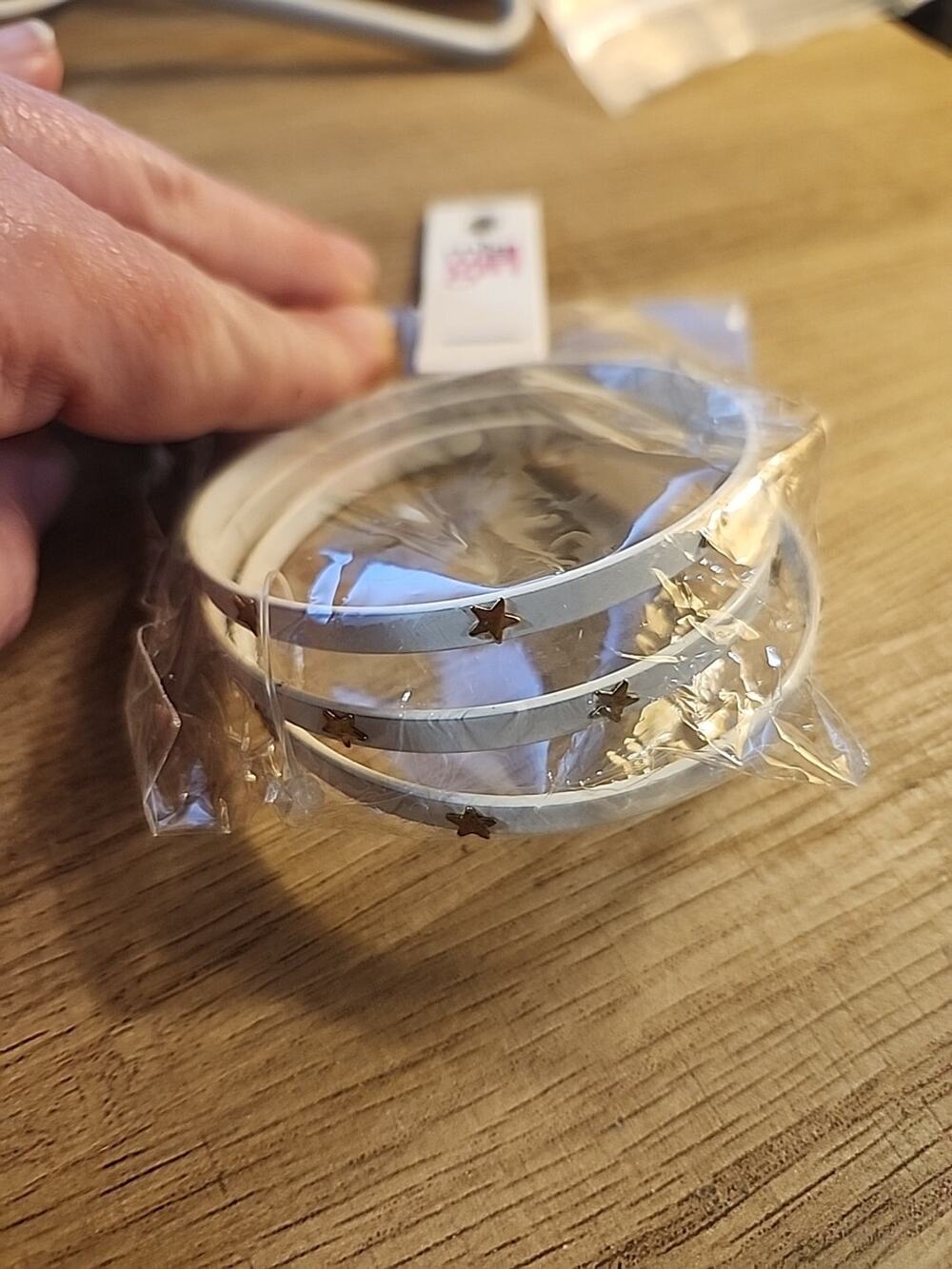 Mia Girl Kim Min Sun Bangle Slip-On Bracelets White Color Southwest Set of 3